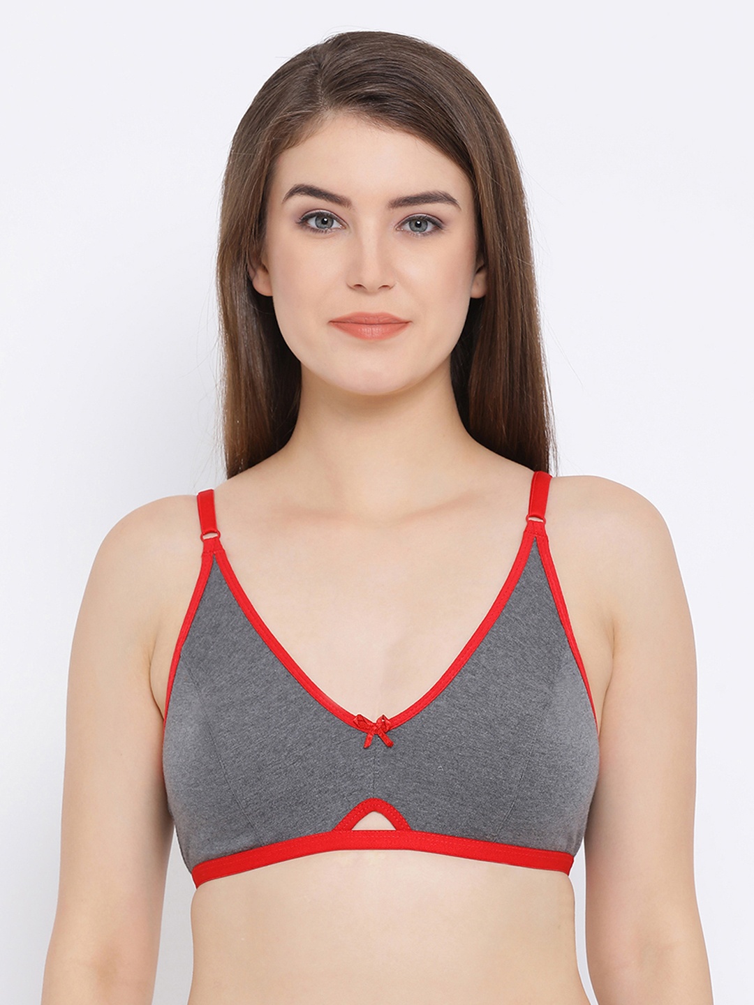 

Clovia Cotton Rich Non-Padded Non-Wired Bra, Grey