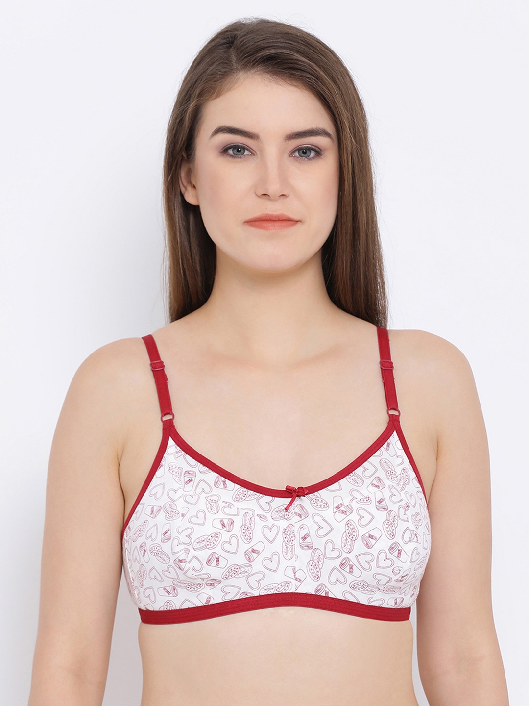 

Clovia Cotton Non-Padded Non-Wired Printed Bra, White