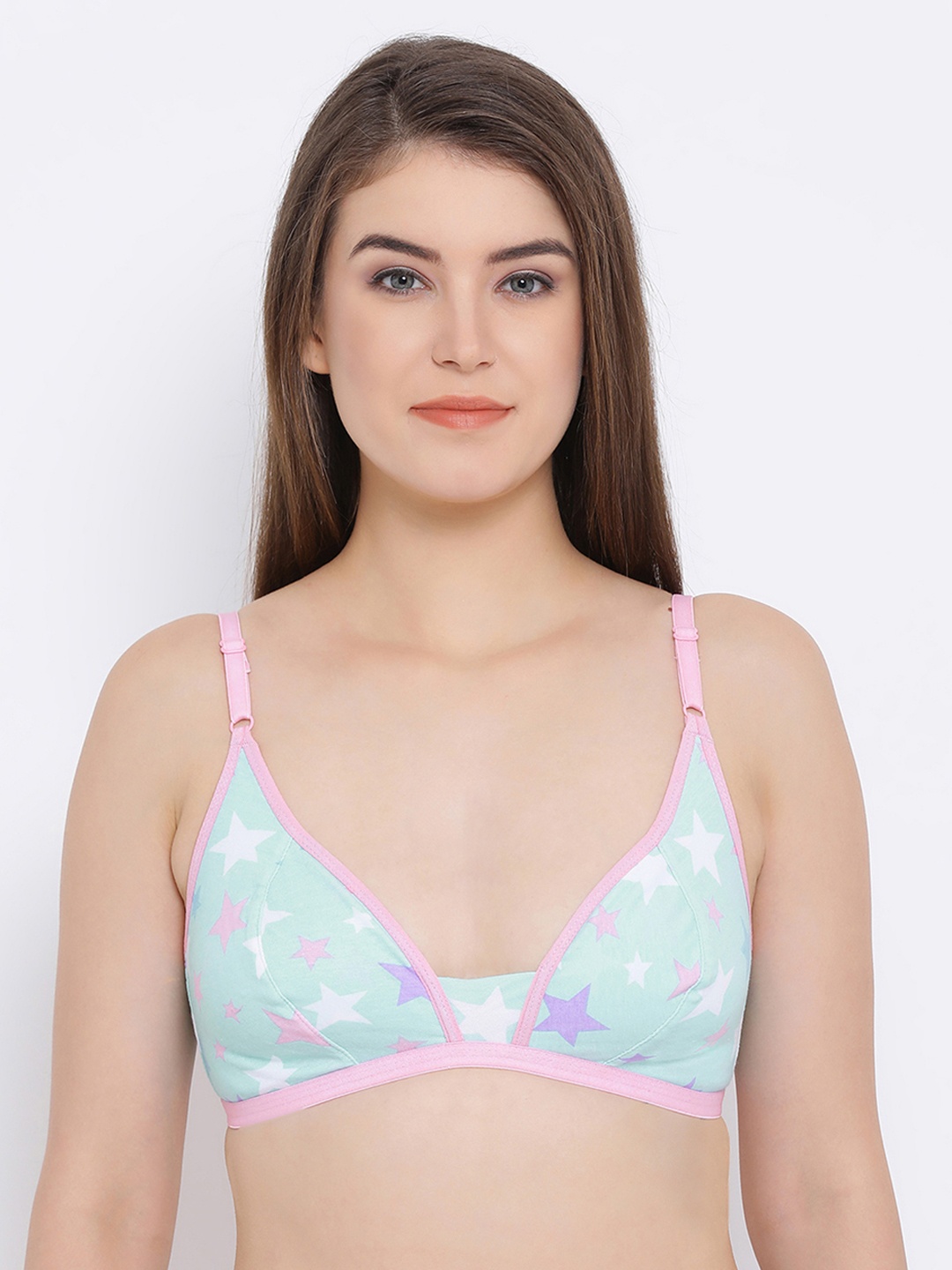 

Clovia Cotton Non-Padded Non-Wired Star Print Bra, Blue