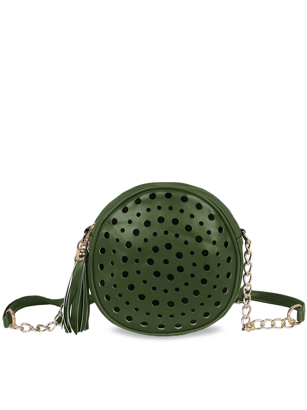 

KLEIO Cut-Out Detail Round Cross Body Sling Bag, Olive