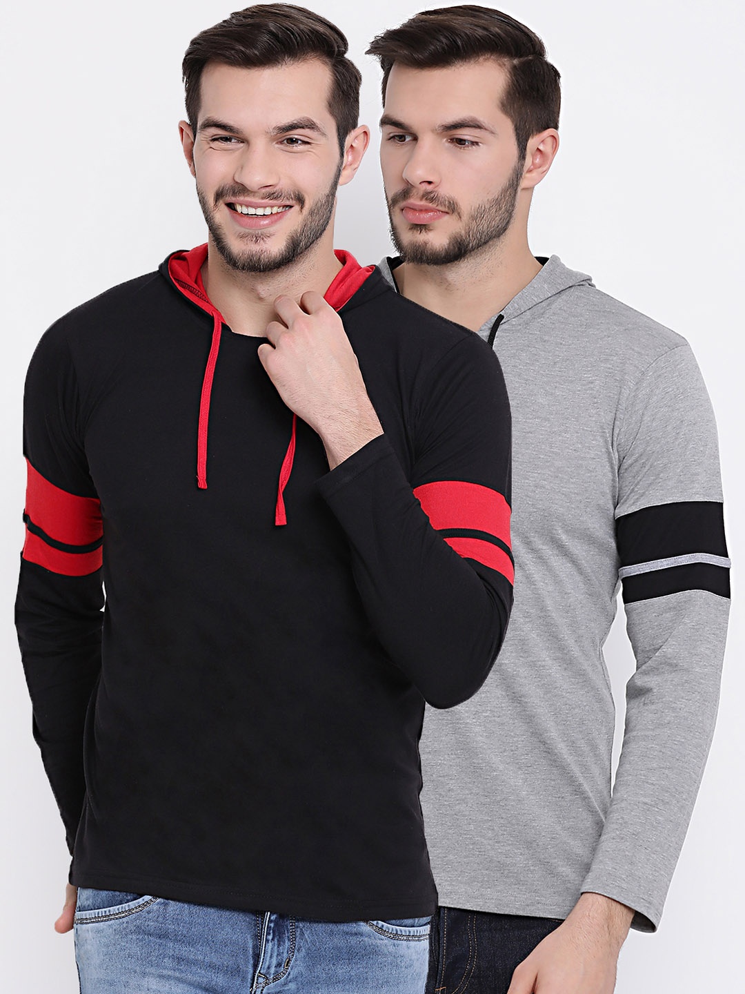 

VIMAL JONNEY Men Pack of 2 Hooded T-shirts, Multi