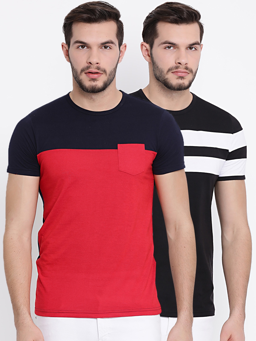 

VIMAL JONNEY Men Pack of 2 T-shirts, Black