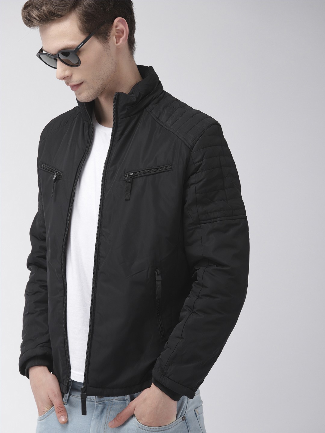 

The Indian Garage Co Men Black Solid Padded Jacket