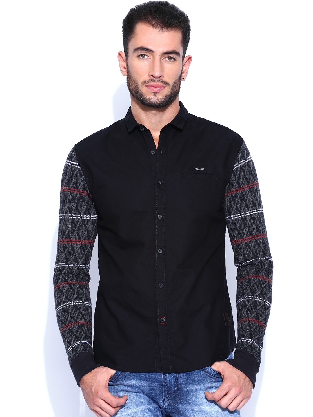 

Locomotive Black Slim Fit Casual Shirt