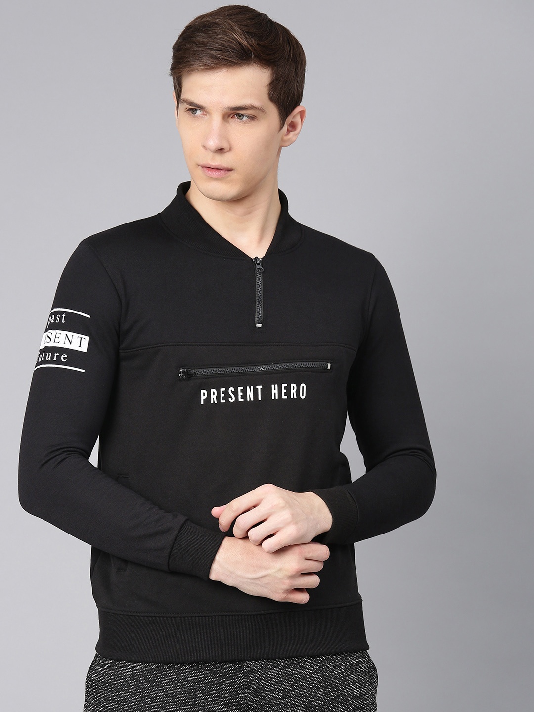 

Maniac Men Black Solid Pullover Sweatshirt