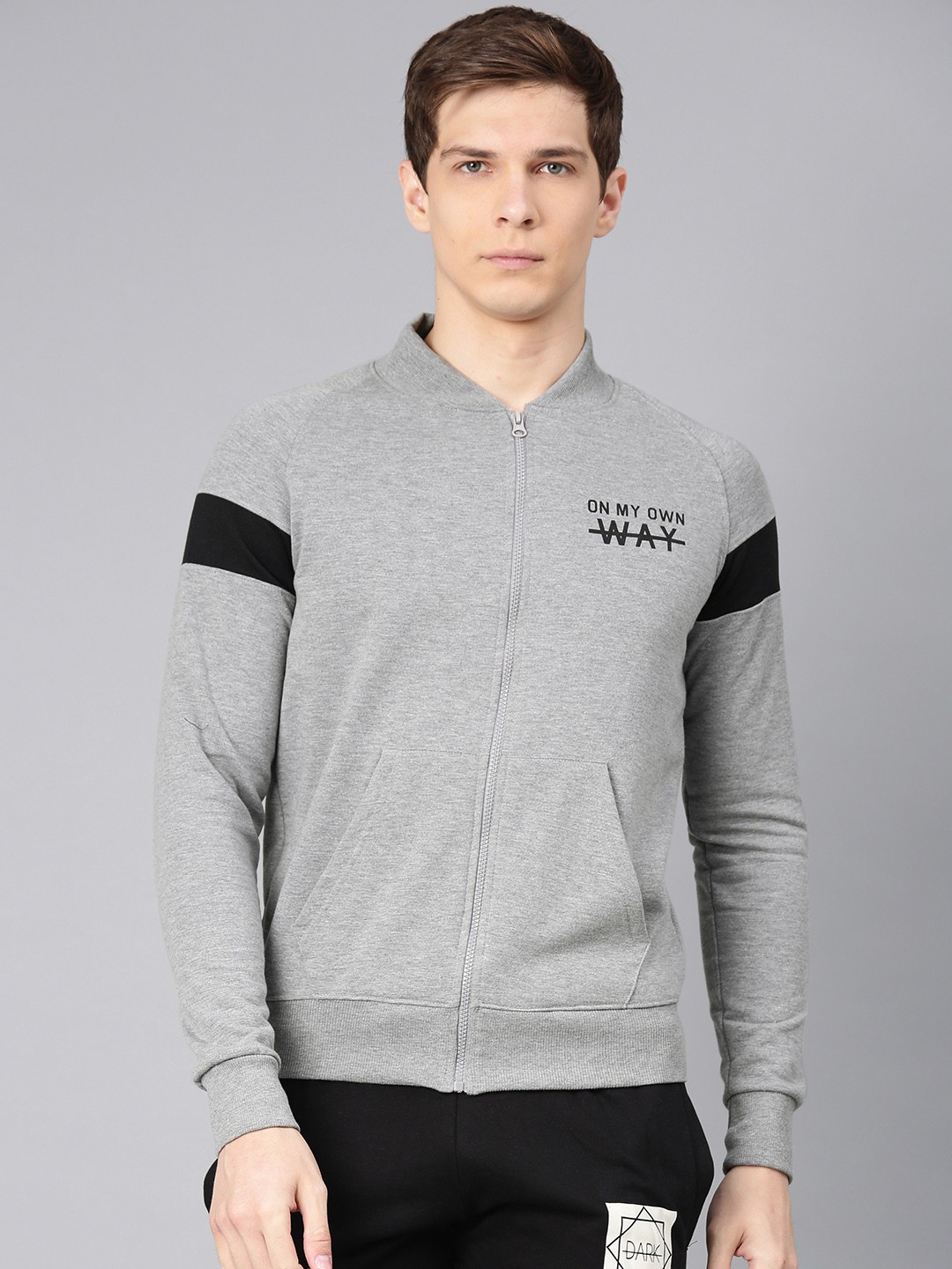 

Maniac Men Grey Melange Solid Sweatshirt