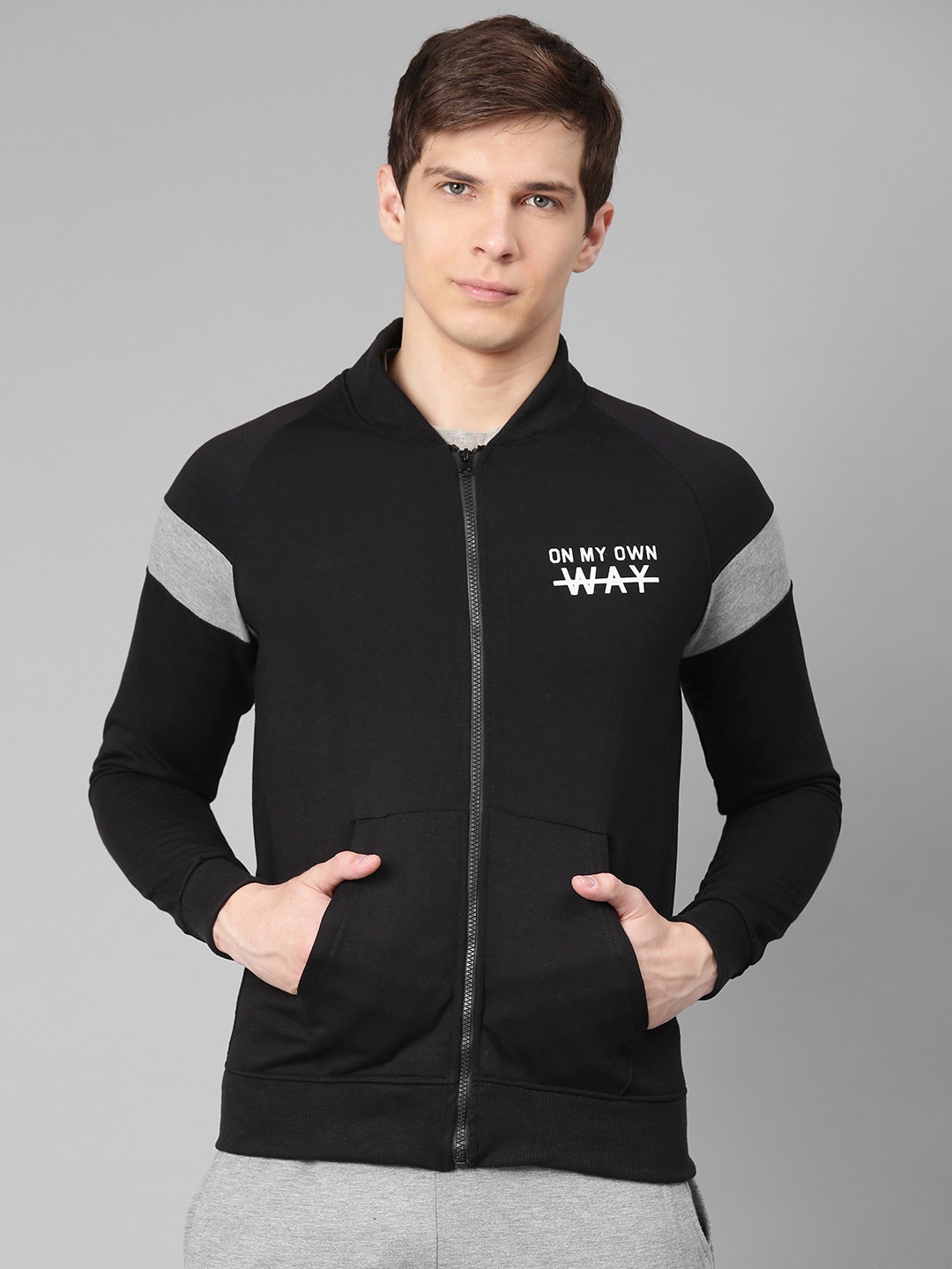 

Maniac Men Black Solid Front- Open Sweatshirt