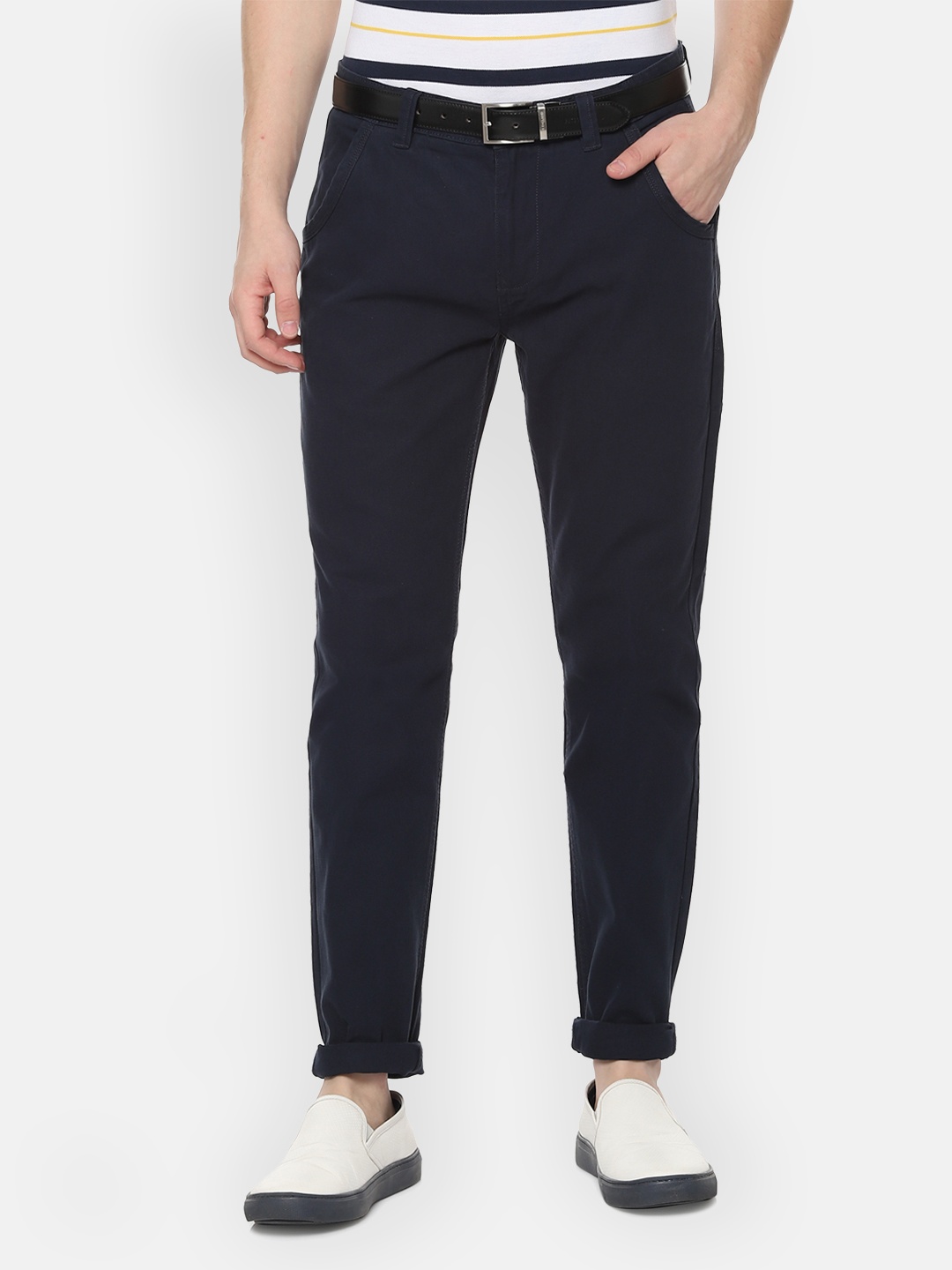 

People Men Blue Slim Fit Solid Chinos