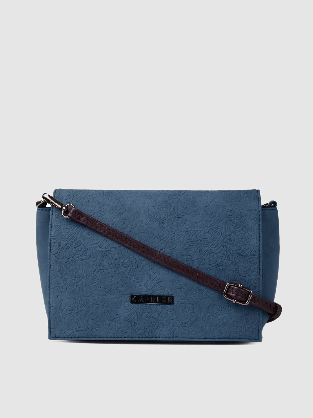 

Caprese Blue Textured Sling Bag