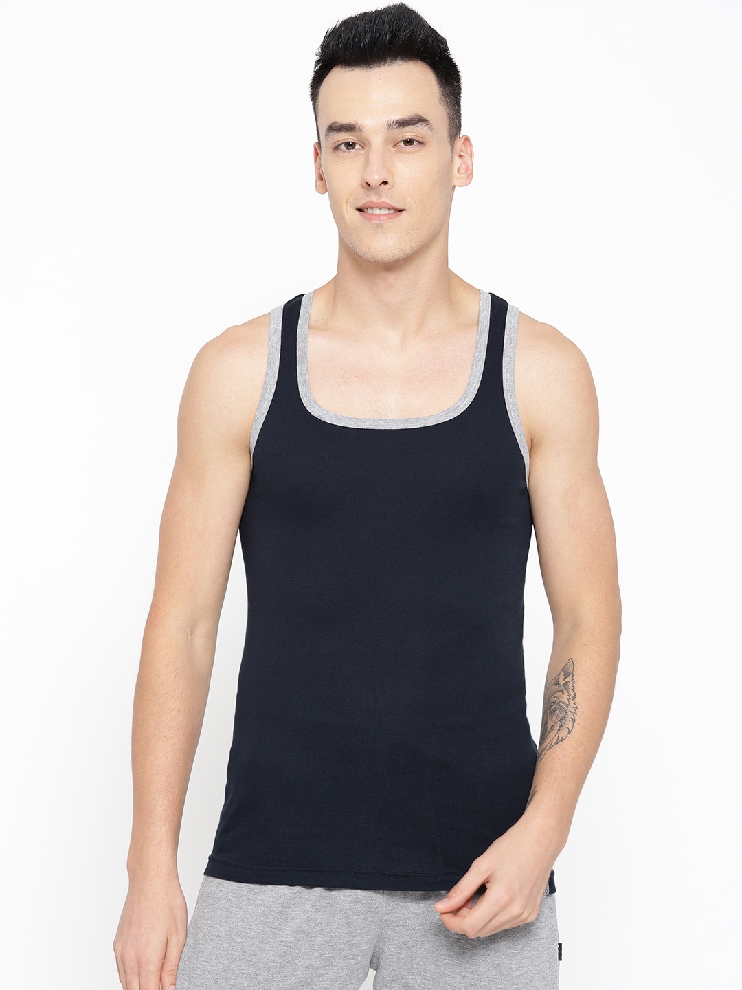 

one8 by Virat Kohli Men Navy Blue Solid Innerwear Vest 113-NAVY-XXL