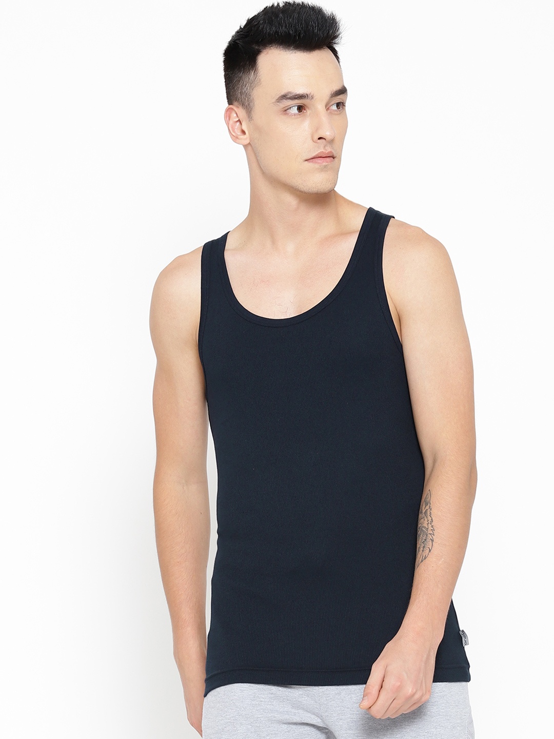 

one8 by Virat Kohli Men Navy Blue Solid Innerwear Vest 111