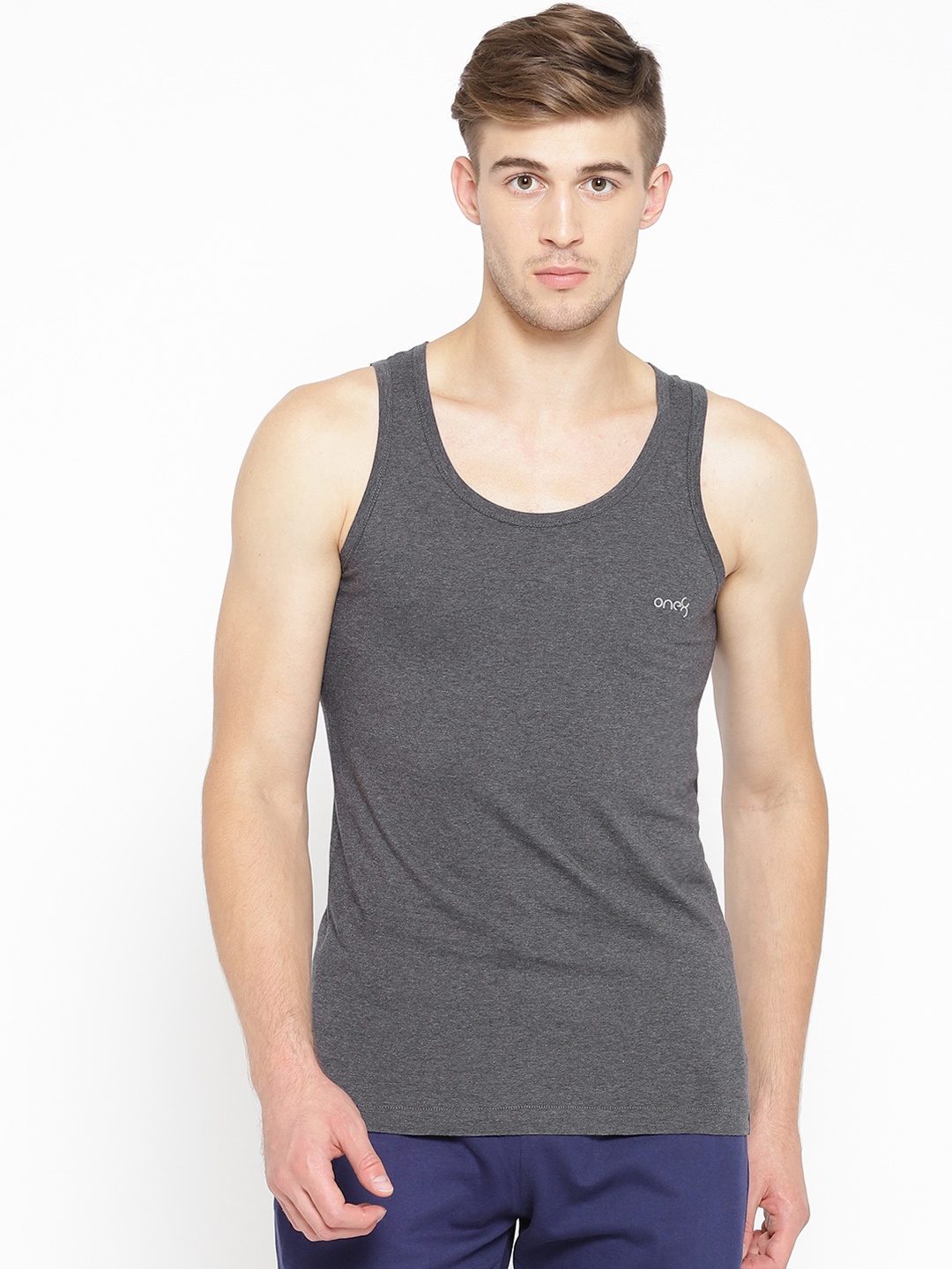 

one8 by Virat Kohli Men Charcoal Grey Solid Innerwear Vest 110-CHARCOALMELANGE-XXL
