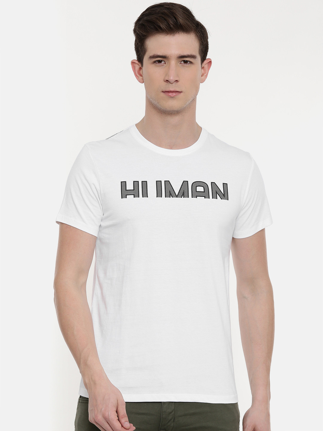 

Being Human Clothing Men White Printed Round Neck Pure Cotton T-shirt