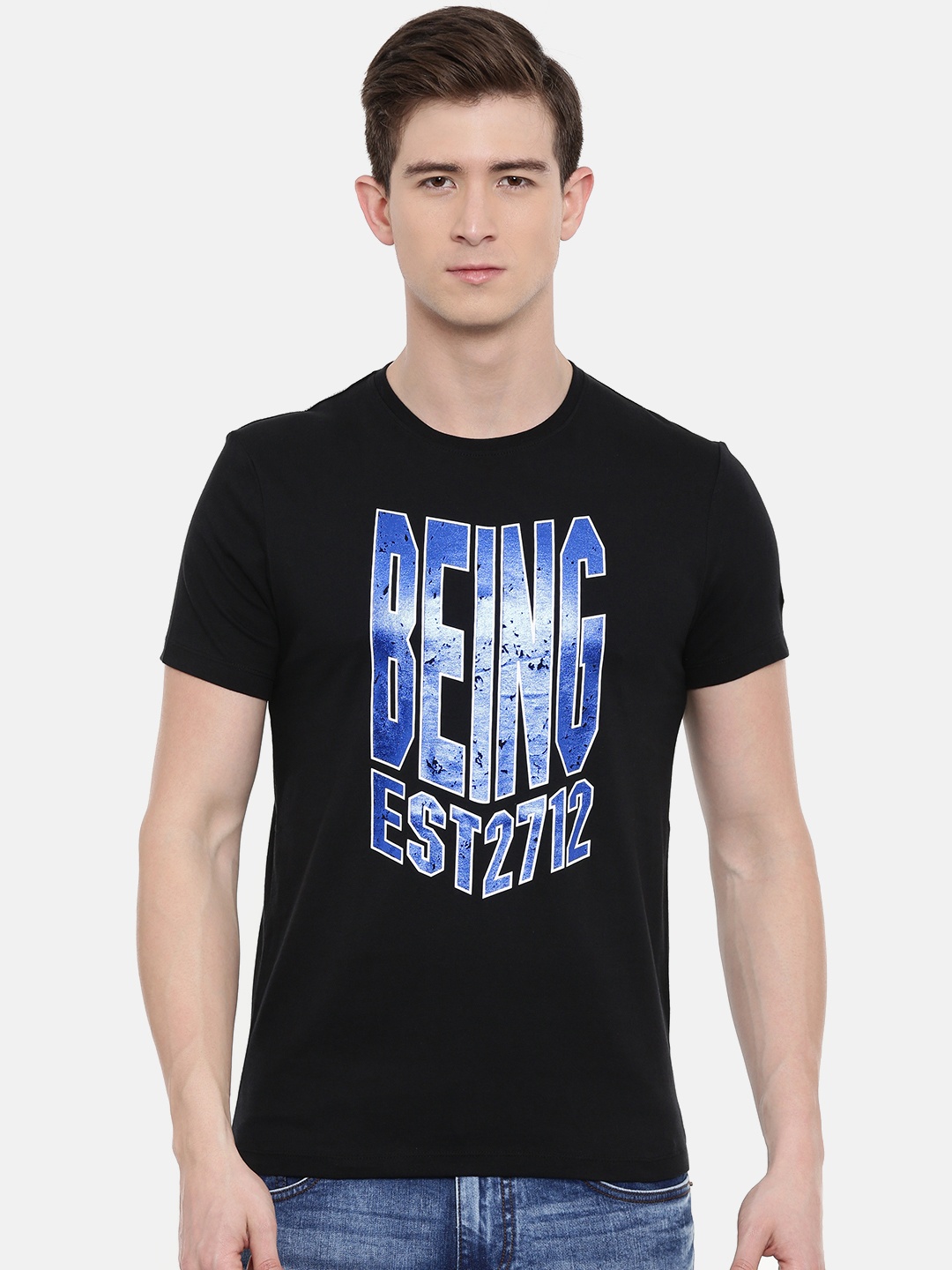 

Being Human Men Black Printed Round Neck T-shirt