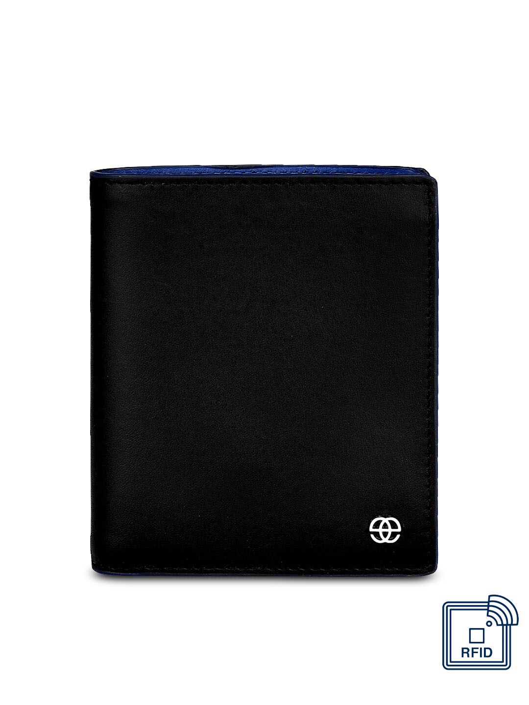 

Eske Men Black Solid Leather Two Fold Wallet