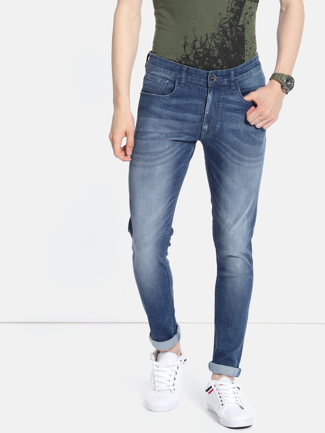 

SINGLE Men Blue Slim Fit Mid-Rise Clean Look Stretchable Jeans