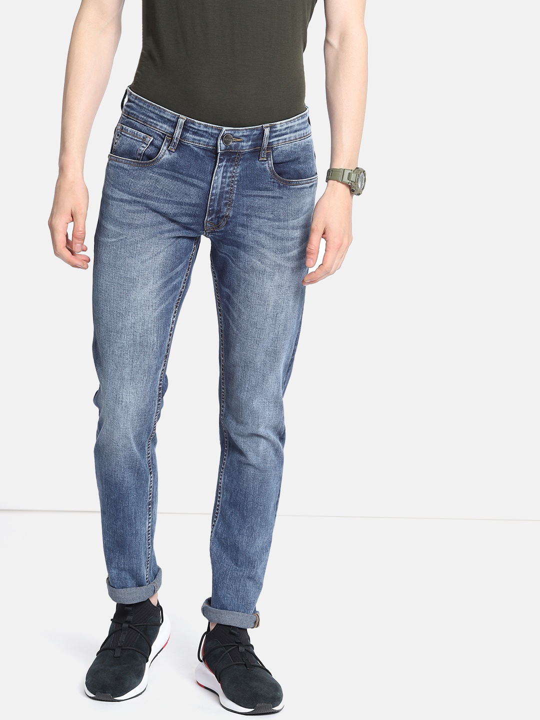 

SINGLE Men Blue Slim Fit Mid-Rise Clean Look Stretchable Jeans