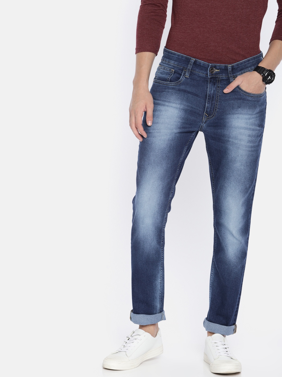 

SINGLE Men Blue Slim Fit Mid-Rise Clean Look Stretchable Jeans