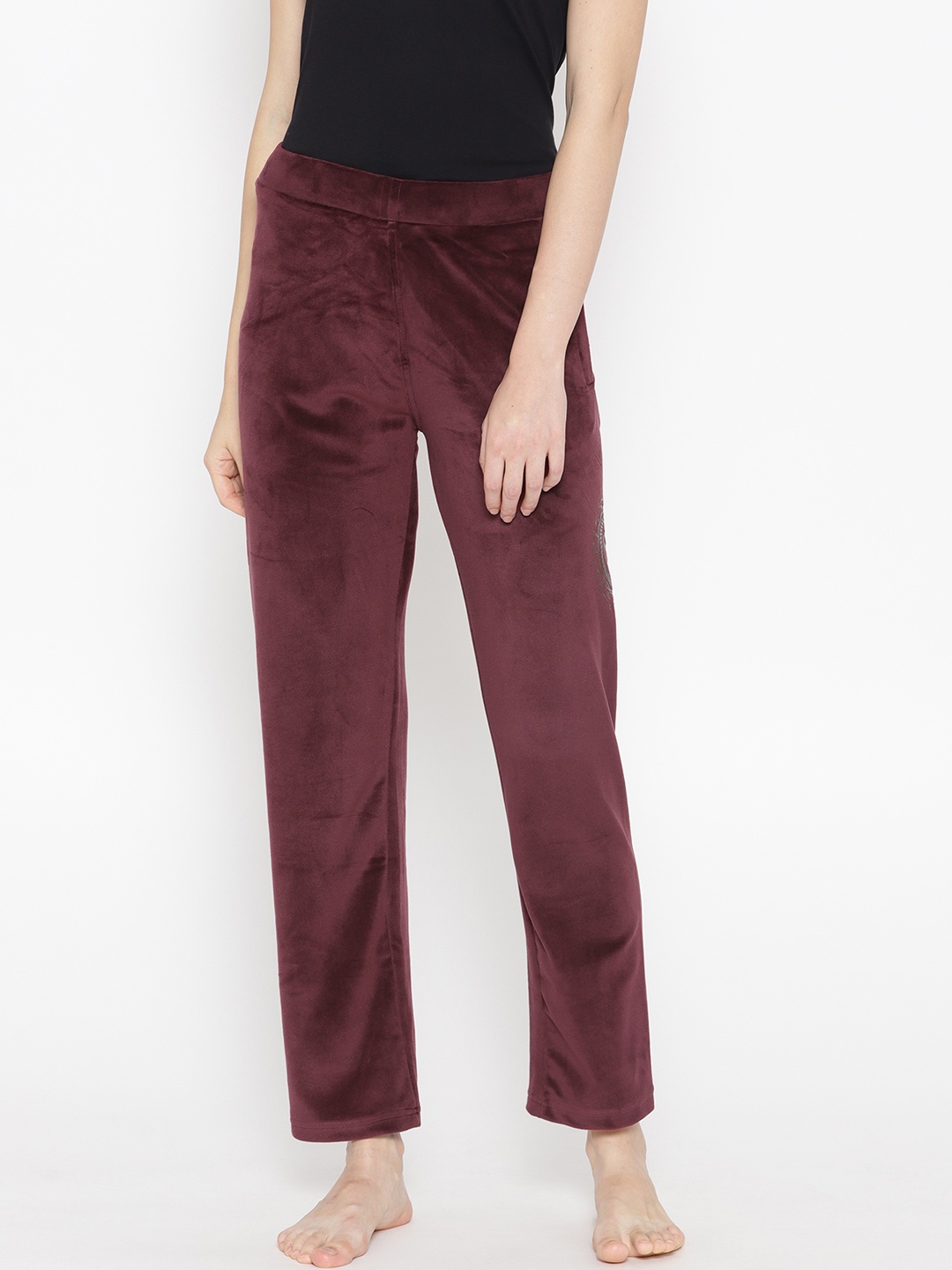 

Sweet Dreams Women Burgundy Solid Suede Finish Lounge Pants