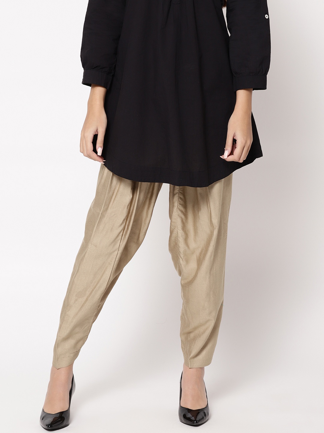 

Fabindia Women Beige Solid Salwar