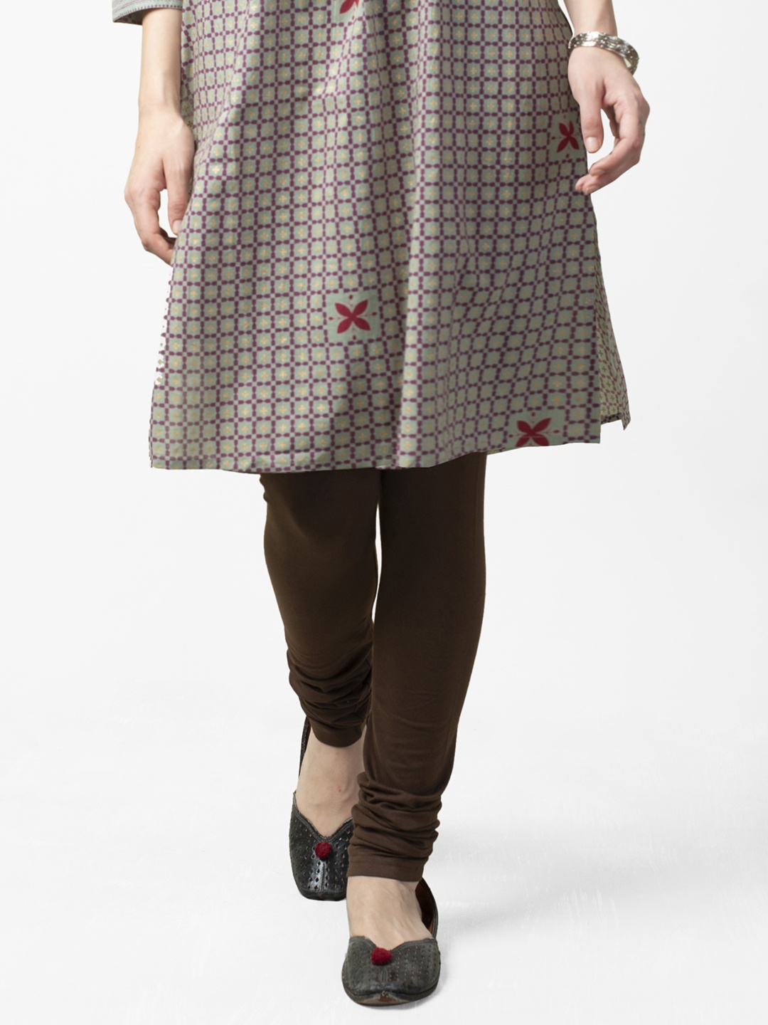 

Fabindia Women Brown Solid Churidar Length Leggings
