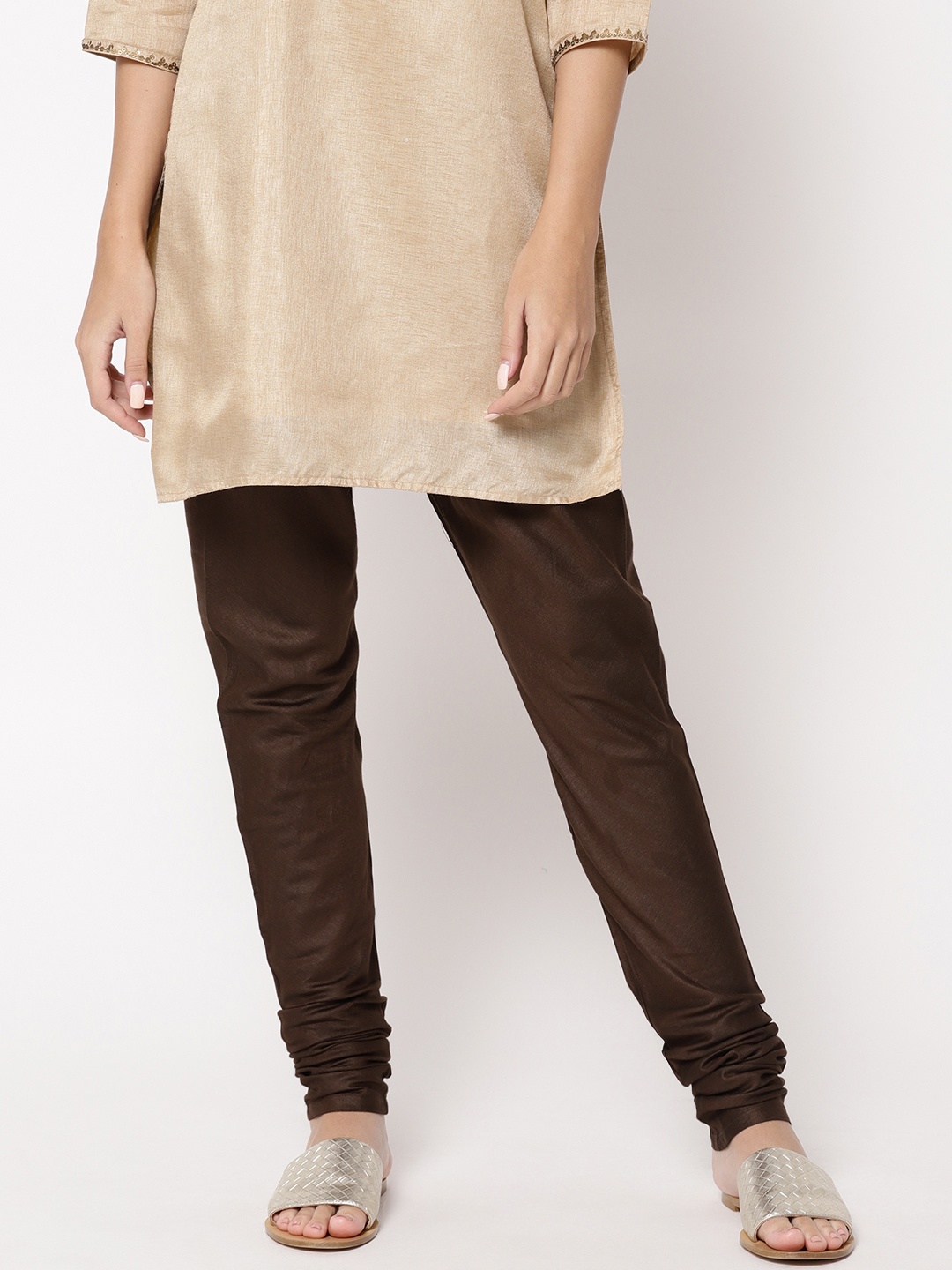 

Fabindia Women Coffee Brown Solid Churidar