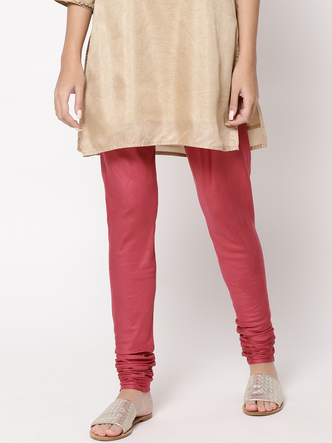 

Fabindia Women Pink Solid Churidar