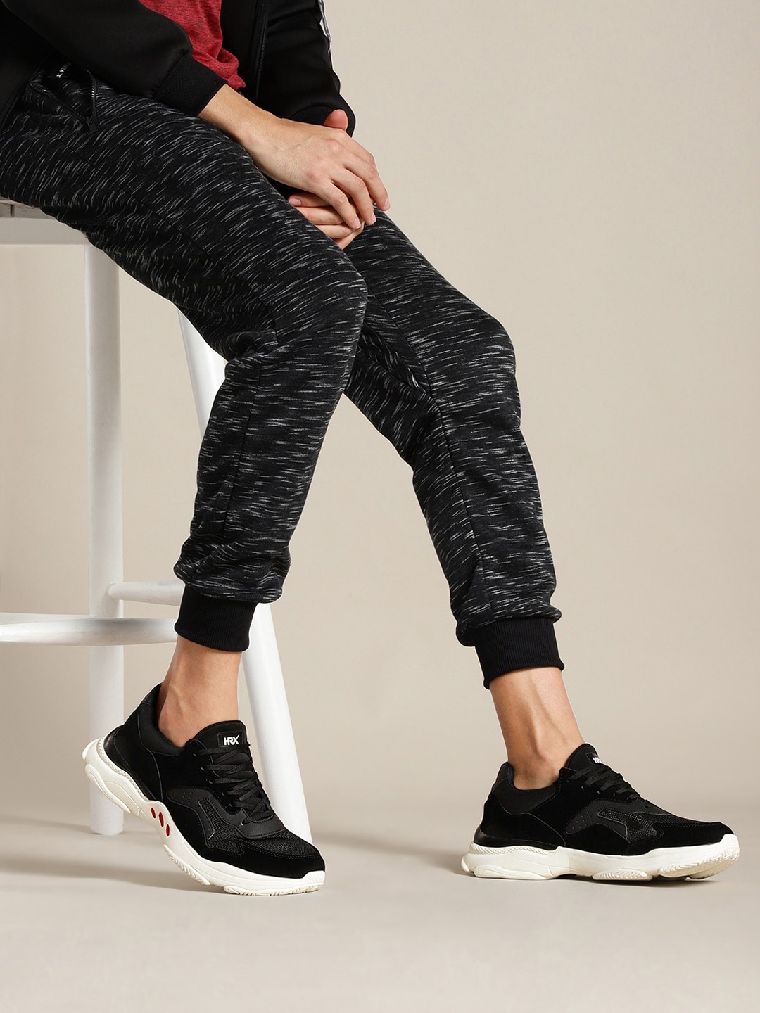 

HRX by Hrithik Roshan Men Black Solid Chunky Sneakers