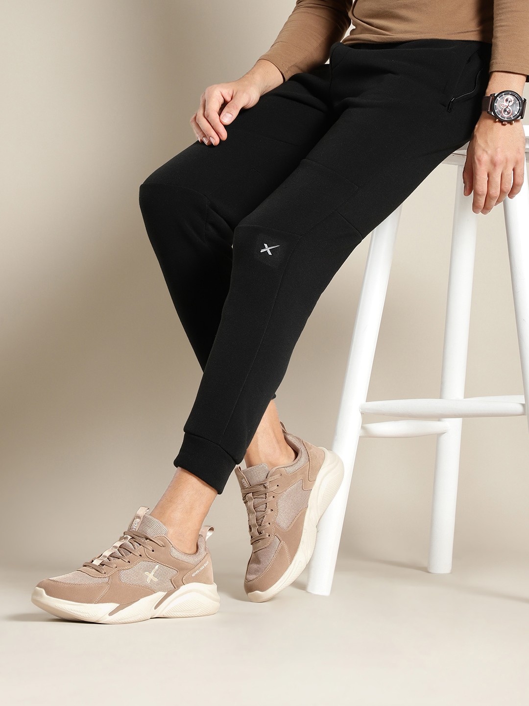 

HRX by Hrithik Roshan Men Beige Chunky Sneakers