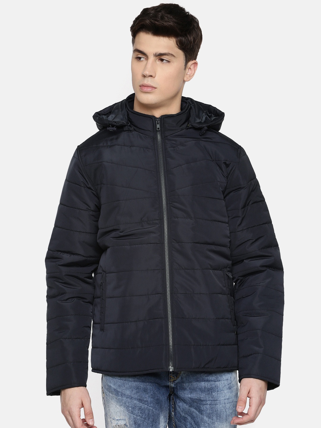 

Parx Men Blue Solid Padded Jacket