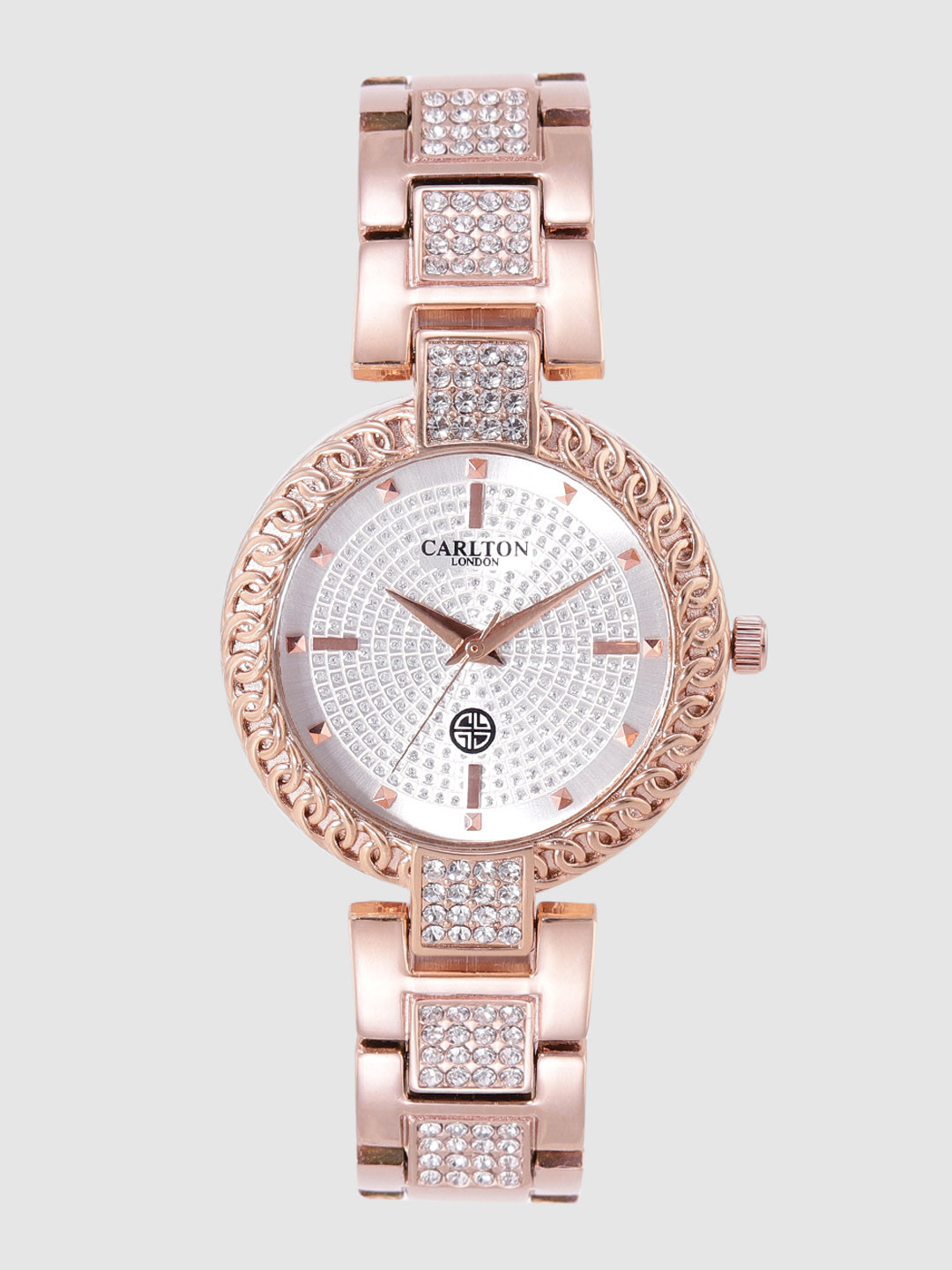 

Carlton London Women Silver-Toned Embellished Analogue Watch CL007RSIR