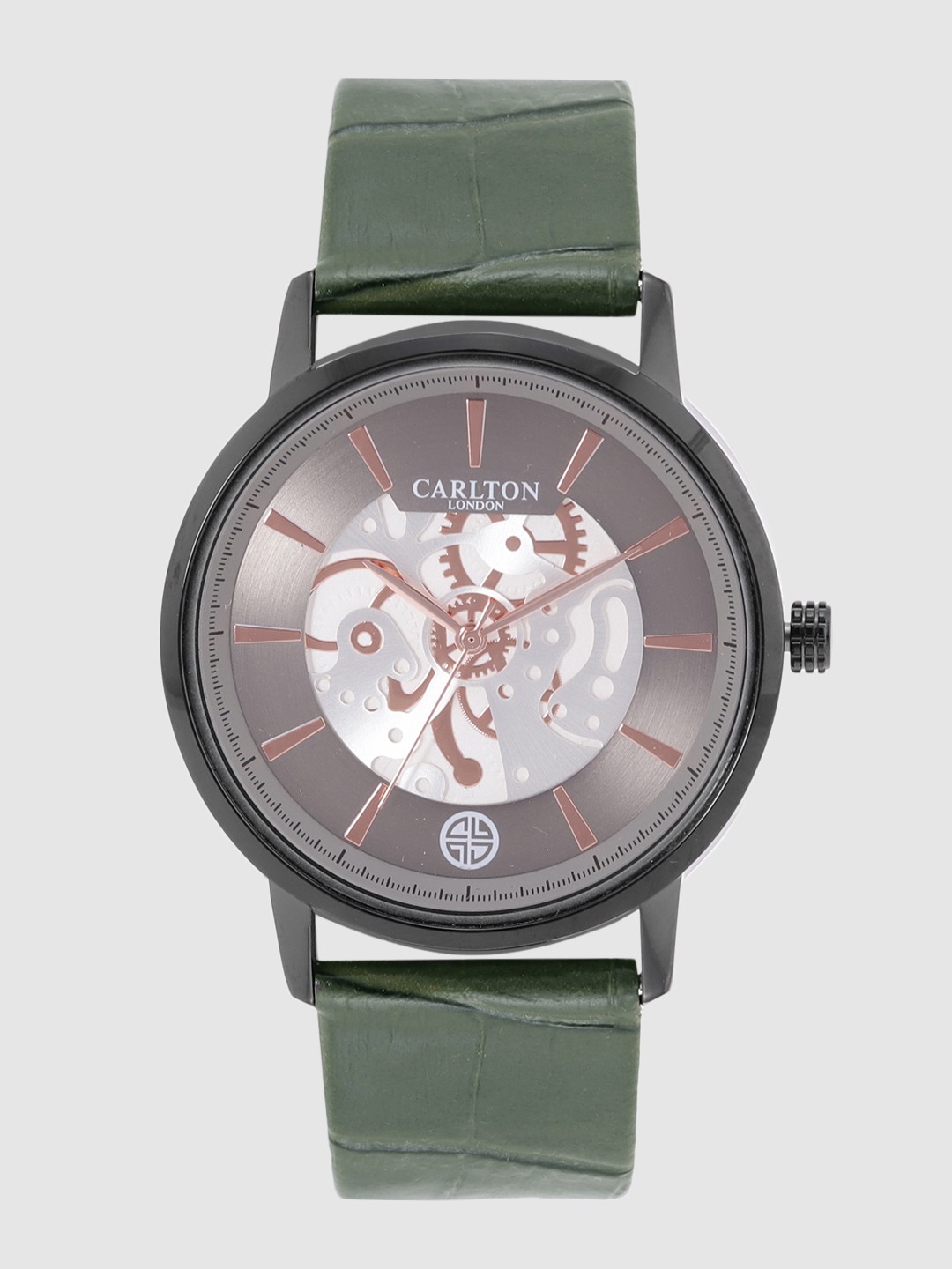 

Carlton London Men Silver-Toned Skeleton Analogue Watch CG034BGRG
