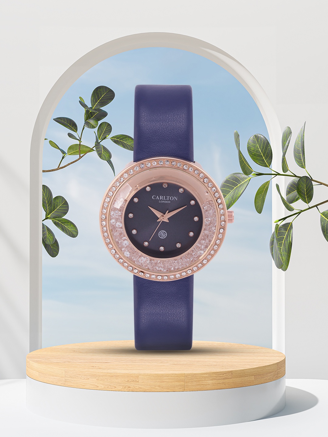 

Carlton London Women Navy Embellished Analogue Watch CL015RBLB, Navy blue