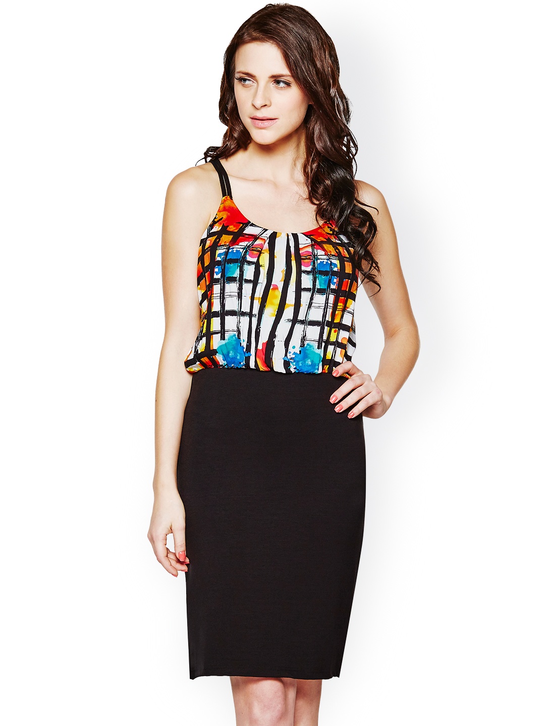

AND Multicoloured Printed Blouson Dress, Multi