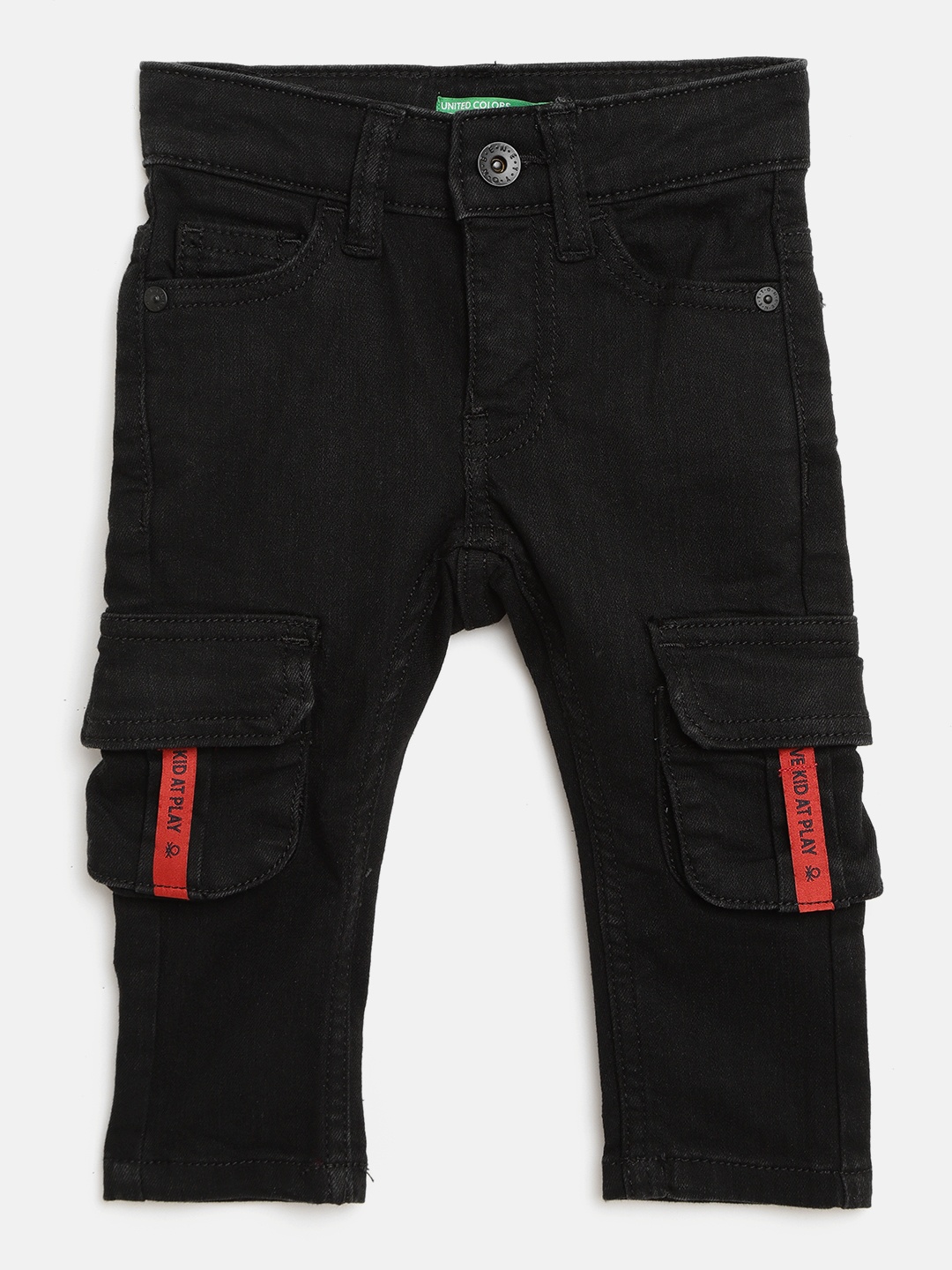

United Colors of Benetton Boys Black Straight Fit Mid-Rise Clean Look Stretchable Jeans