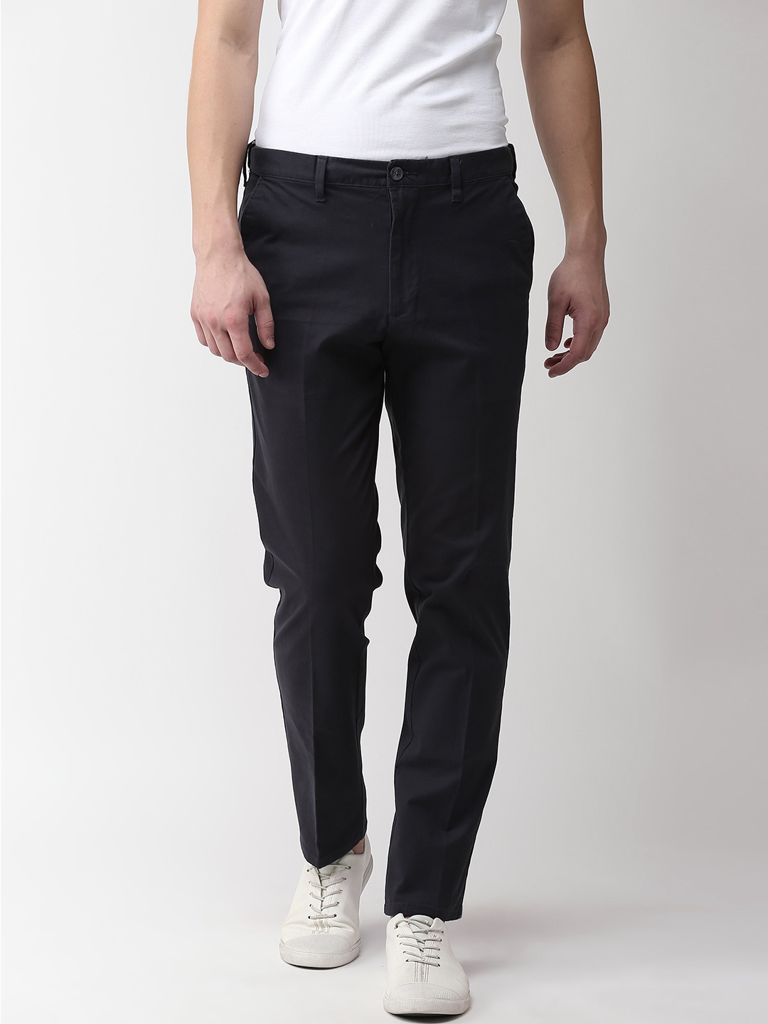 

Marks & Spencer Men Navy Blue Regular Fit Solid Chinos