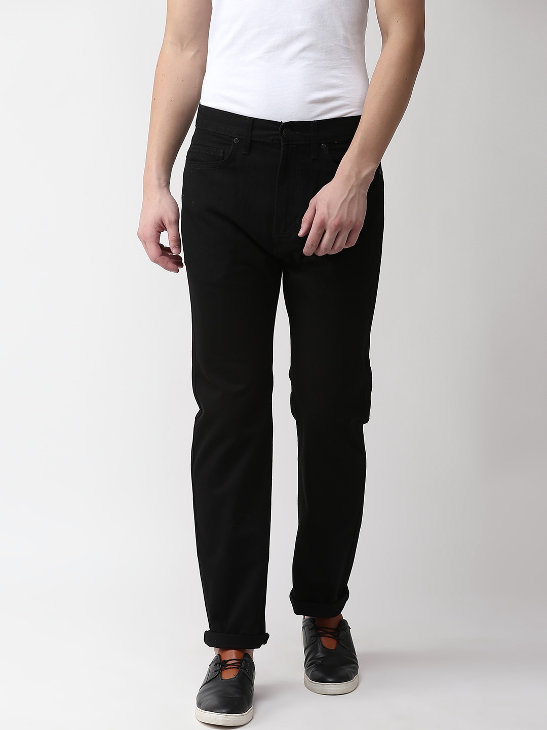 

Marks & Spencer Men Black Regular Fit Mid-Rise Clean Look Jeans