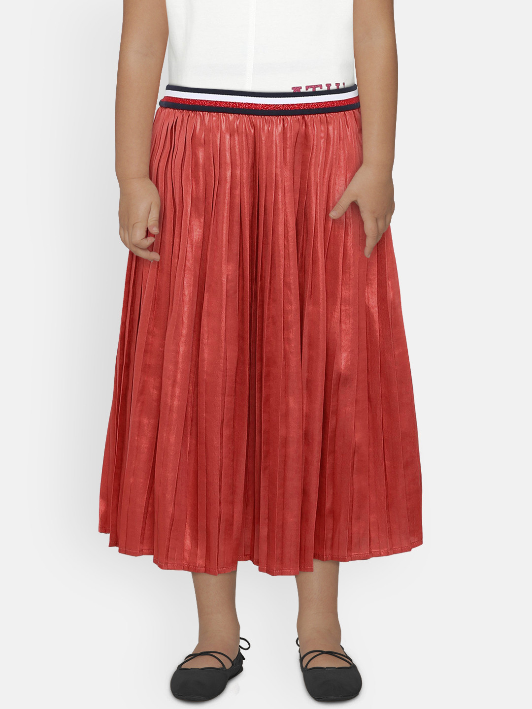 

Tommy Hilfiger Girls Red Accordion Pleated Skirt