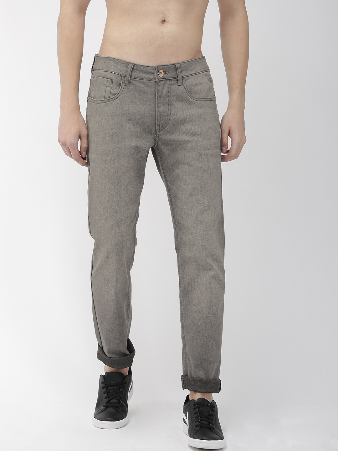 

Flying Machine Men Grey Michael Slim Tapered Fit Mid-Rise Clean Look Stretchable Jeans