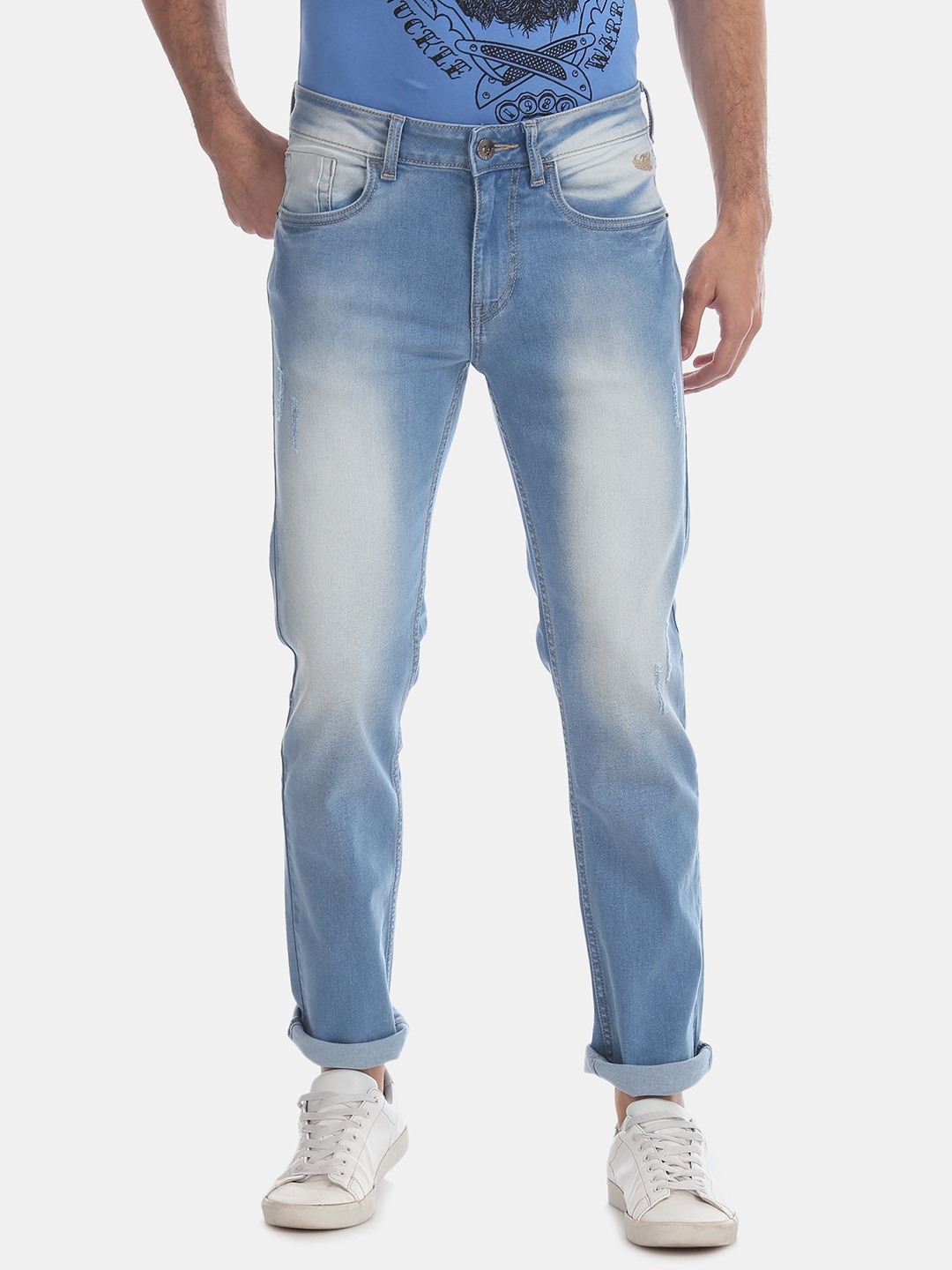 

Flying Machine Men Blue Tapered Fit Mid-Rise Clean Look Stretchable Jeans