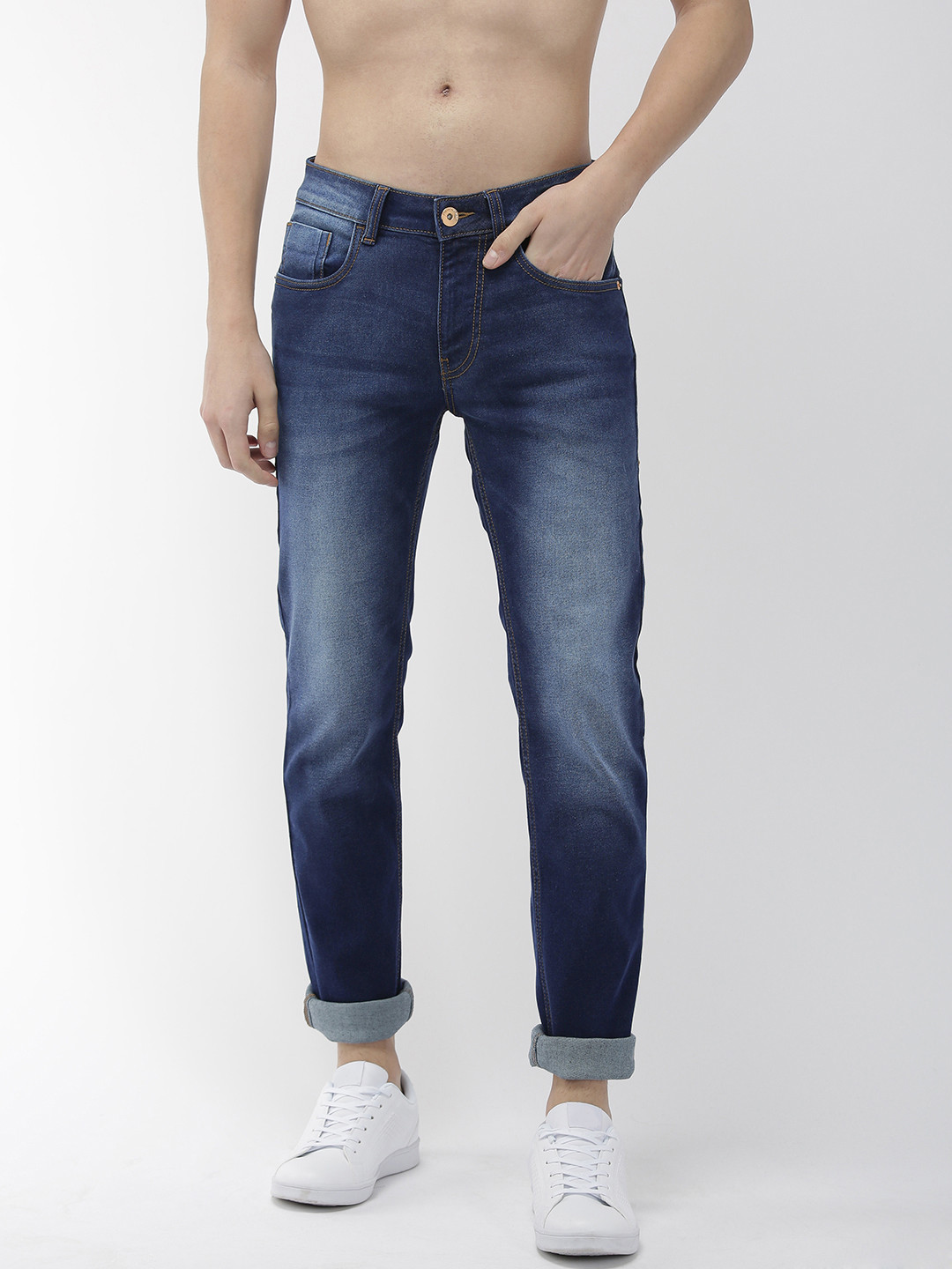

Flying Machine Men Blue Michael Slim Tapered Fit Mid-Rise Clean Look Stretchable Jeans