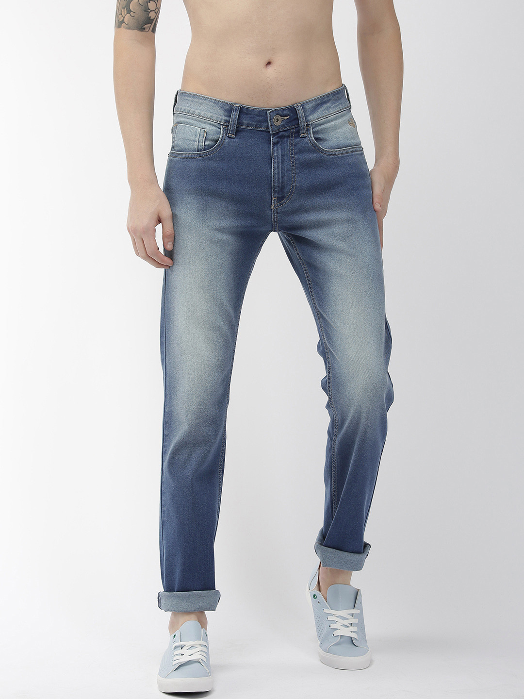 

Flying Machine Men Blue Micheal Slim Tapered Fit Mid-Rise Clean Look Stretchable Jeans