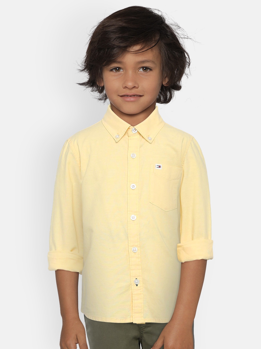 

Tommy Hilfiger Boys Yellow Regular Fit Solid Casual Shirt