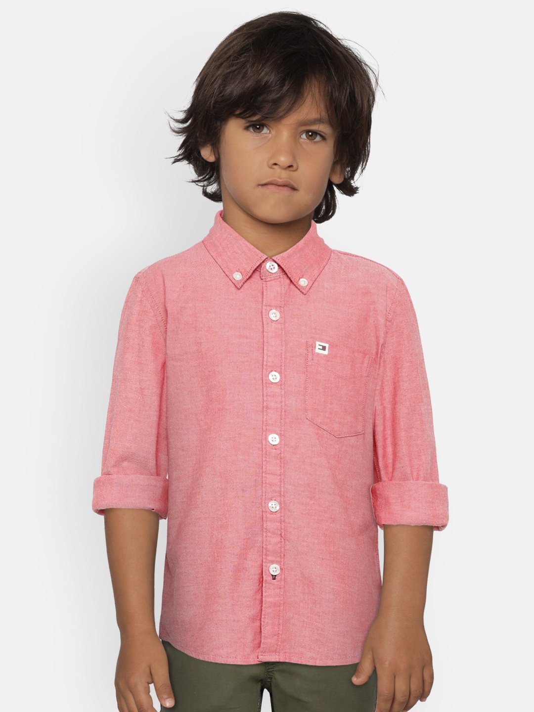 

Tommy Hilfiger Boys Red Regular Fit Solid Casual Shirt