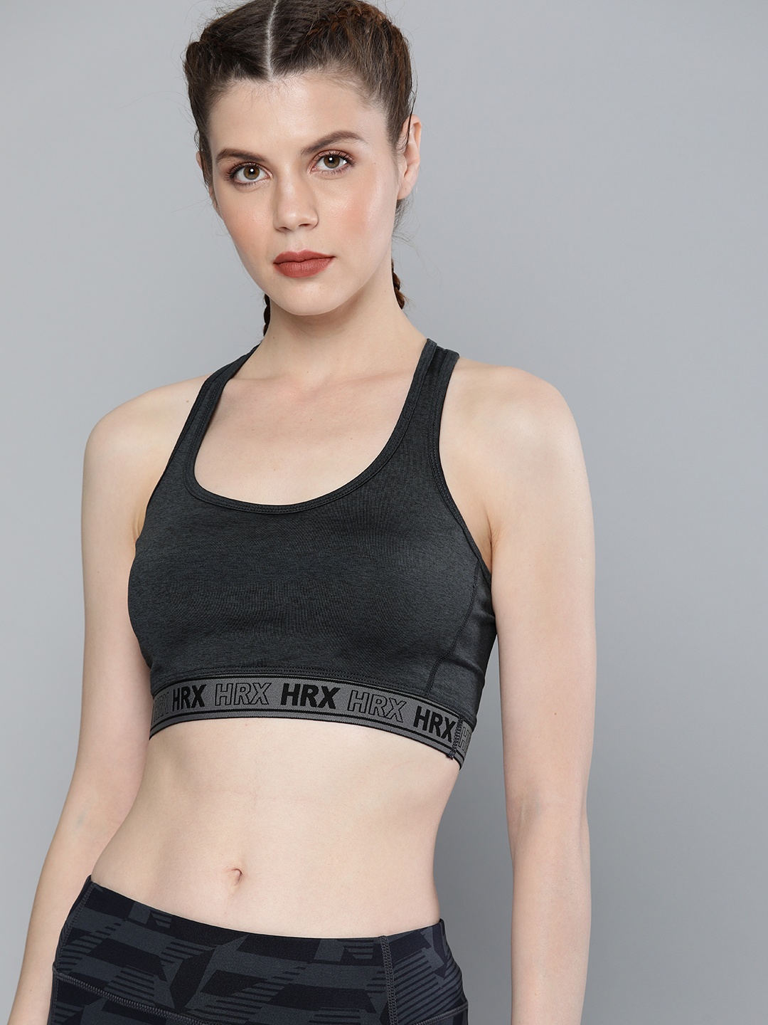 

HRX by Hrithik Roshan Charcoal Grey Solid Regular Fit Training Sports Bra HRX-AW19