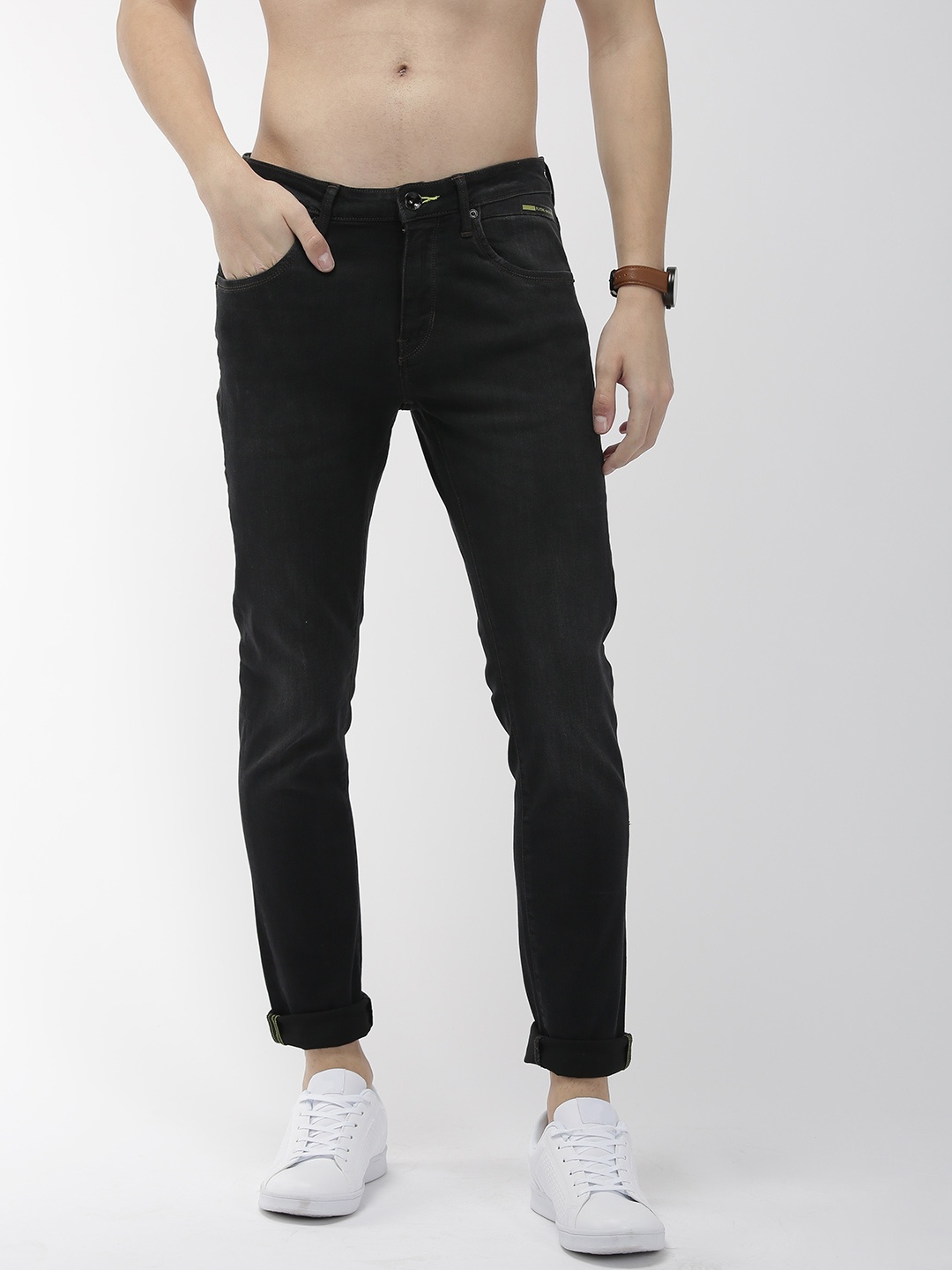 

Flying Machine Men Black Micheal Slim Tapered Fit Mid-Rise Clean Look Stretchable Jeans