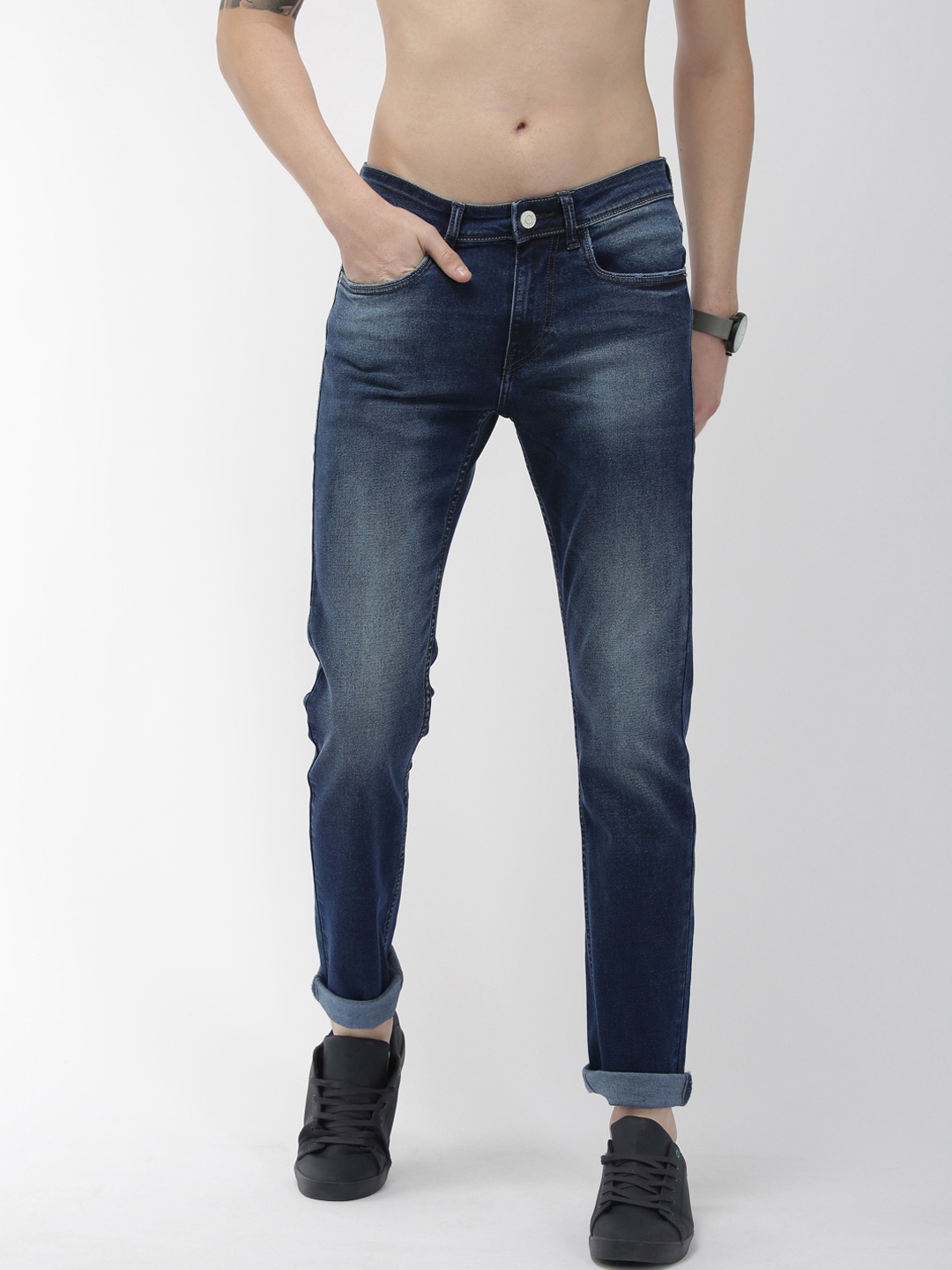 

Flying Machine Men Blue Michael Slim Fit Mid-Rise Clean Look Stretchable Jeans