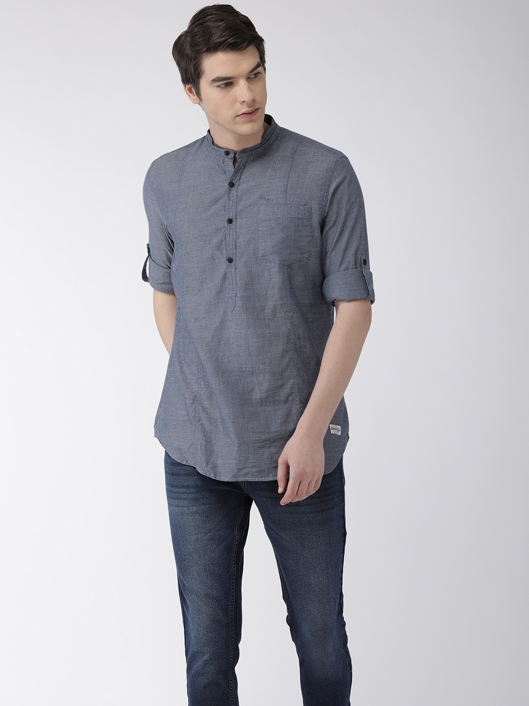 

Flying Machine Men Blue Slim Fit Solid Casual Shirt