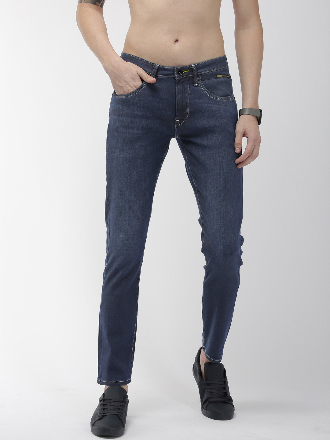 

Flying Machine Men Blue Michael Slim Tapered Fit Mid-Rise Clean Look Stretchable Jeans