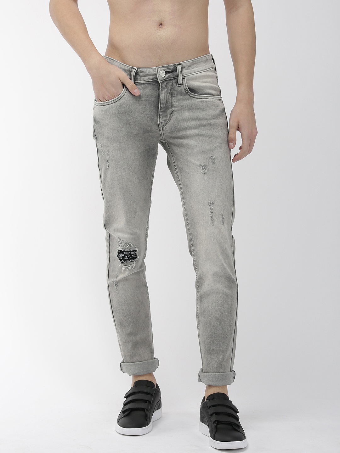 

Flying Machine Men Grey Jackson Skinny Fit Low-Rise Mildly Distressed Stretchable Jeans